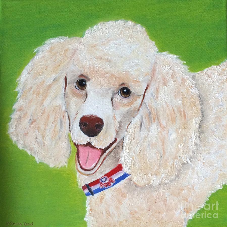 Smiling Poodle - Pet Portrait Painting by Shelia Kempf