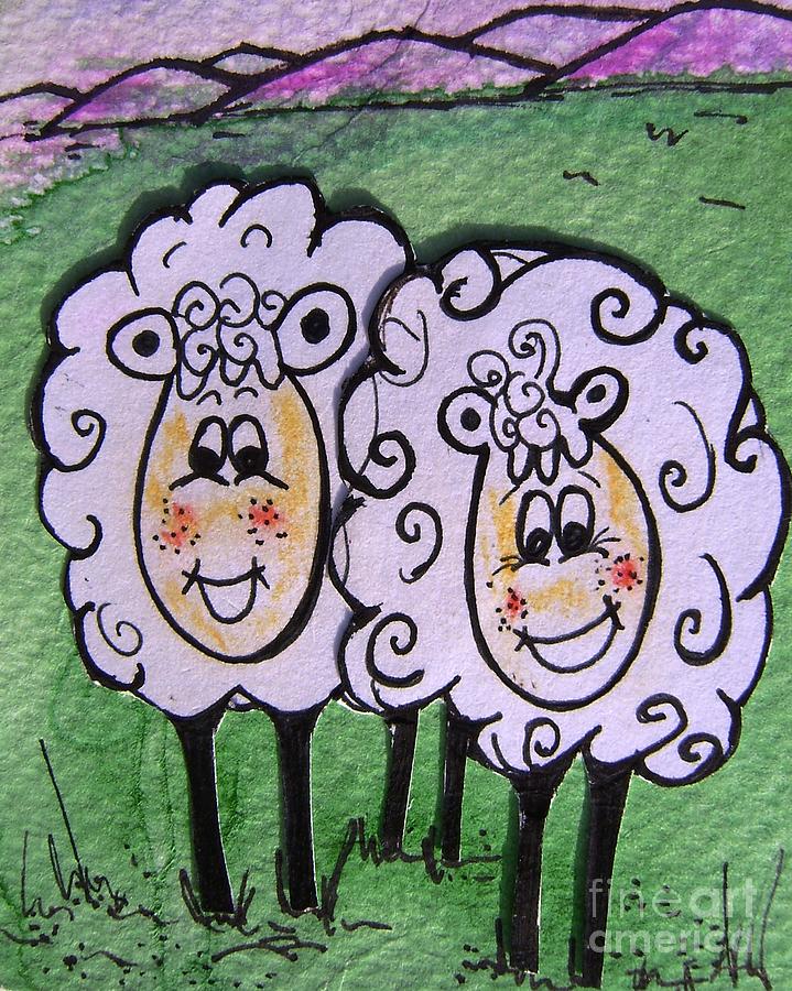 Ewe and me smiling  Painting by Mary Cahalan Lee - aka PIXI