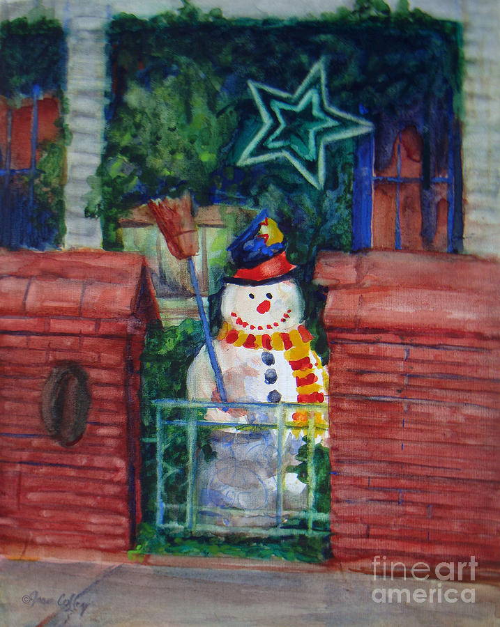 Smiling Snowman 1 Painting by Joan Coffey