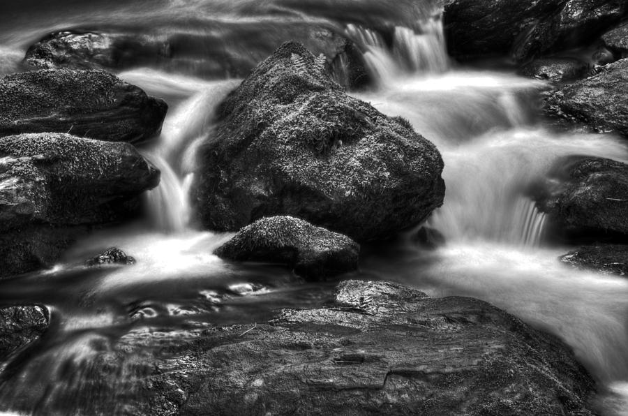 Waterfall Photograph - Smith Creek in Black and White by Greg and Chrystal Mimbs