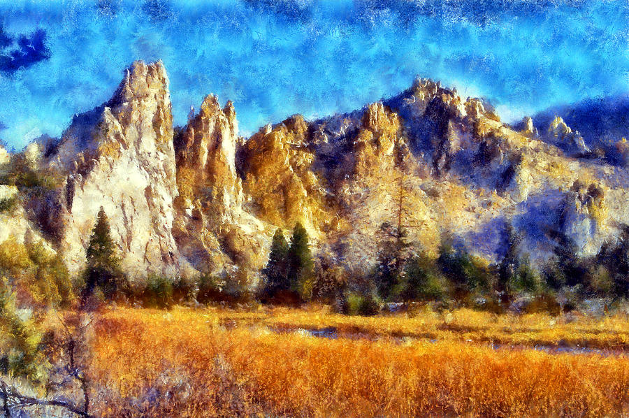 Smith Rock Cliffs Digital Art by Kaylee Mason