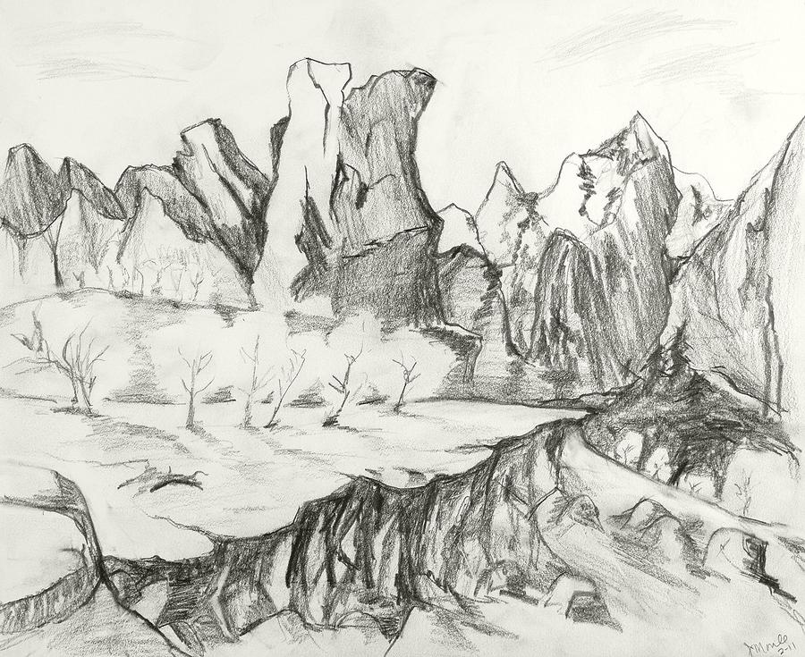 Smith Rock Drawing by Jean Moule | Pixels