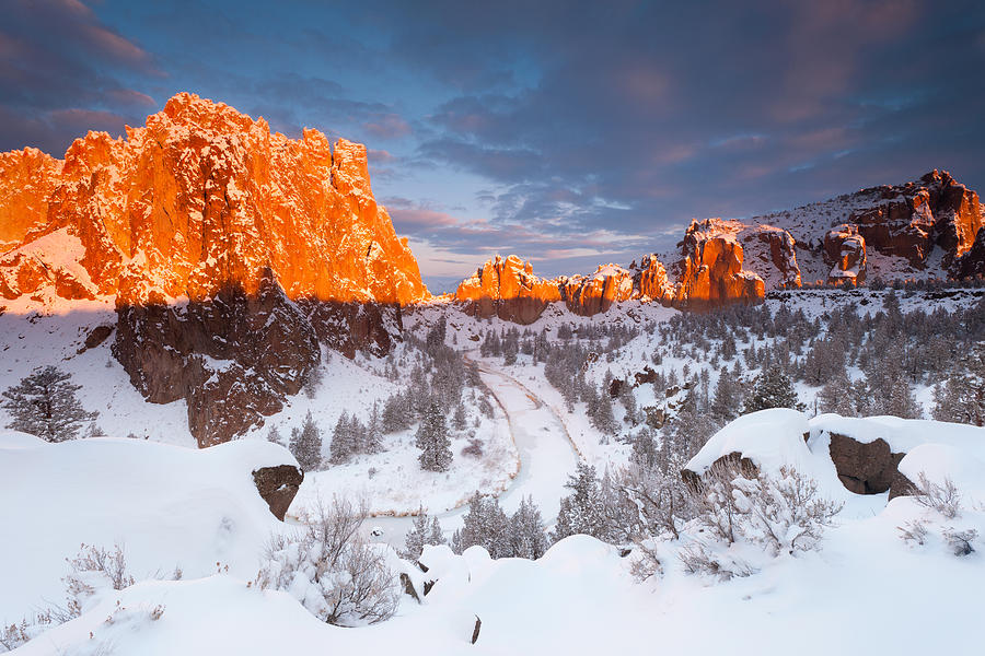 Smith Rock snow storm Photograph by Andrew Kumler