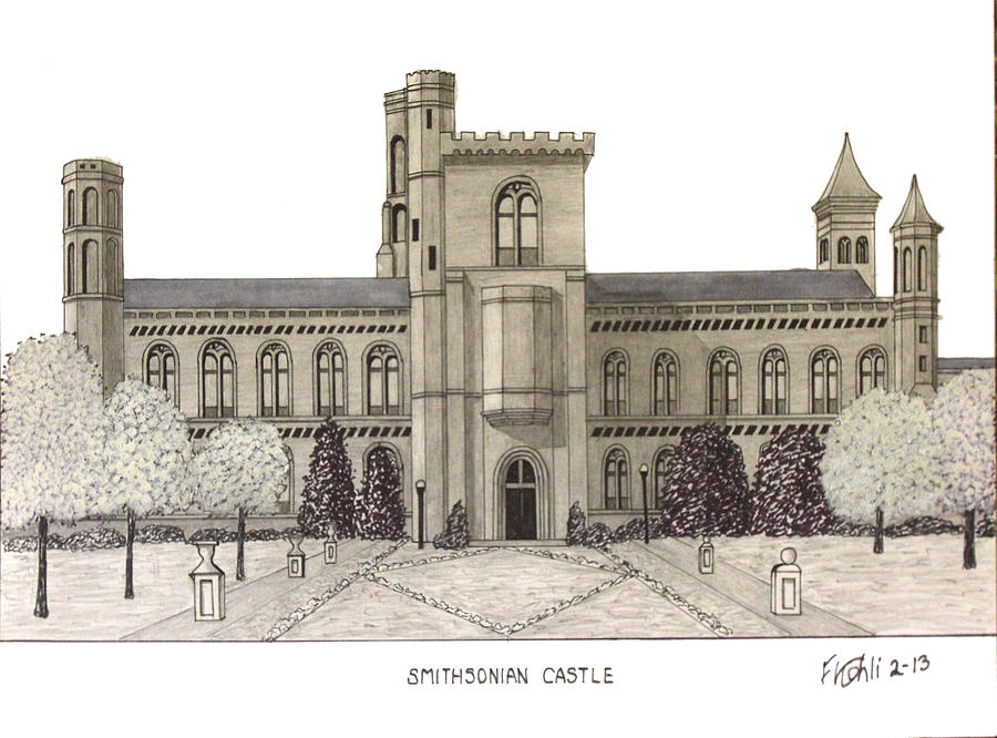 Smithsonian Castle Drawing by Frederic Kohli