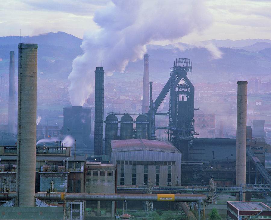 Smog-producing Steelworks At Aviles Photograph by Simon Fraser/science Photo Library