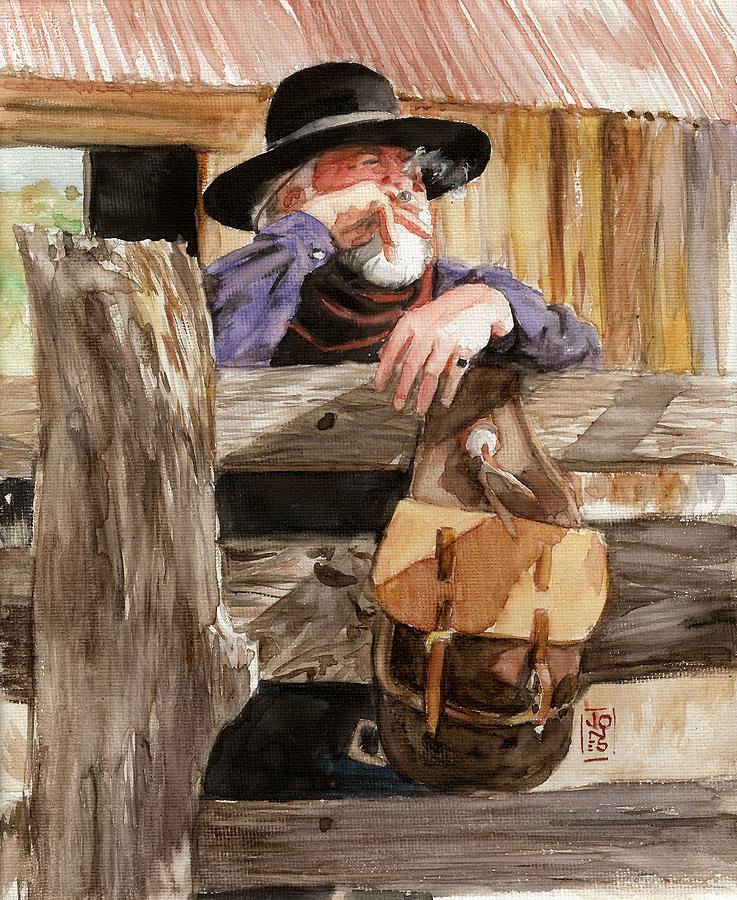 Cowboy Painting - Smoke by Debra Jones
