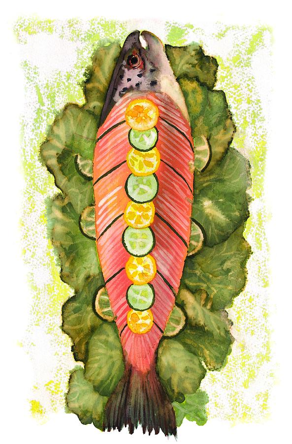 Smoked Salmon Platter Drawing by Tess Stone