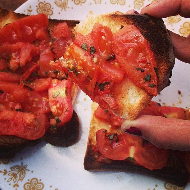 Tomato Photograph - Smoked Tomato And Basil On Toast! A by Rachel Dear