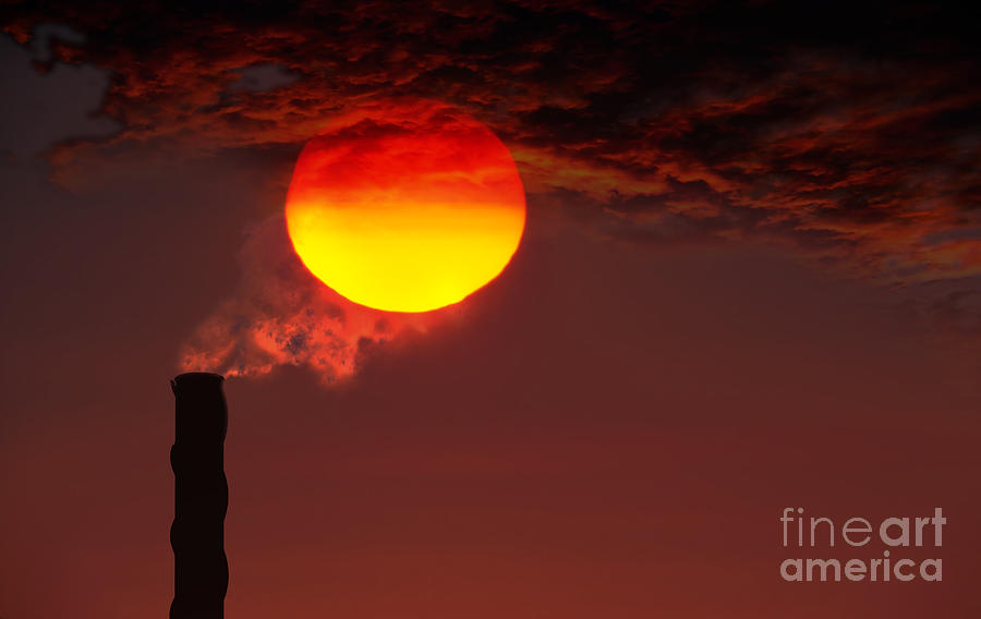Sunset Photograph - Smokestack And Sunset by Mike Agliolo
