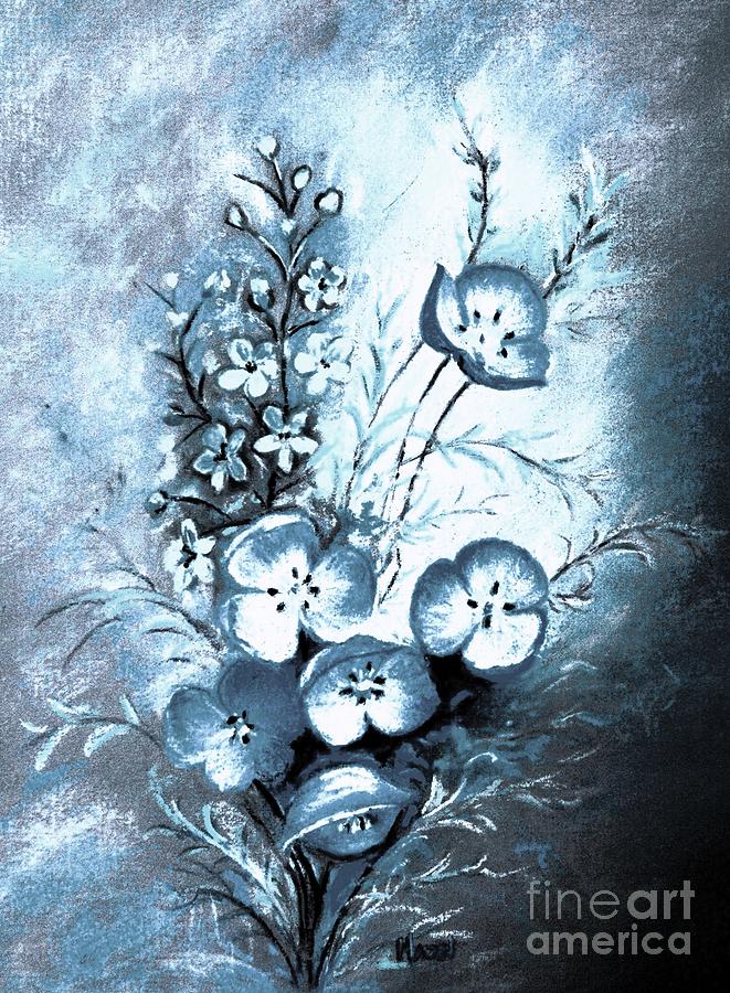 Flower Painting - Smokey Blue Light by Hazel Holland