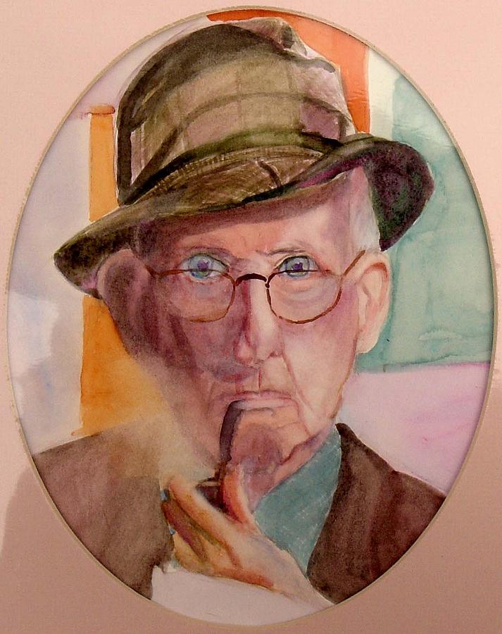 Portrait Painting - Smokin Man by Katherine  Berlin