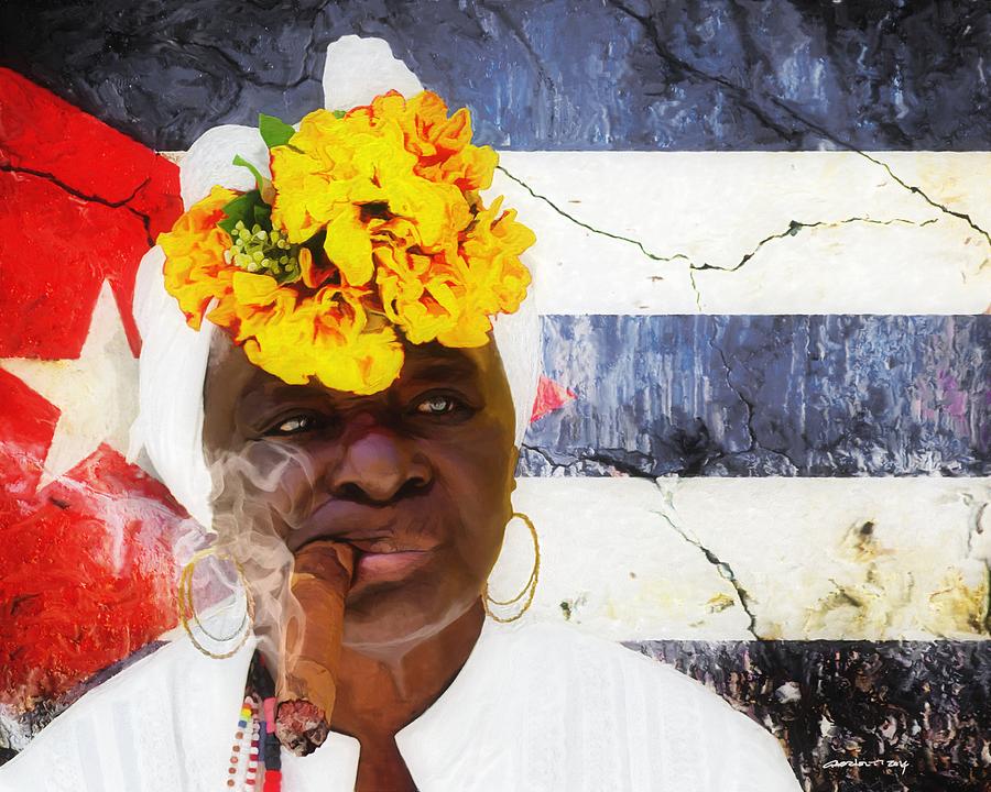 Portrait Digital Art - Smoking #2 - Caribbean Serie by Gabriel T Toro