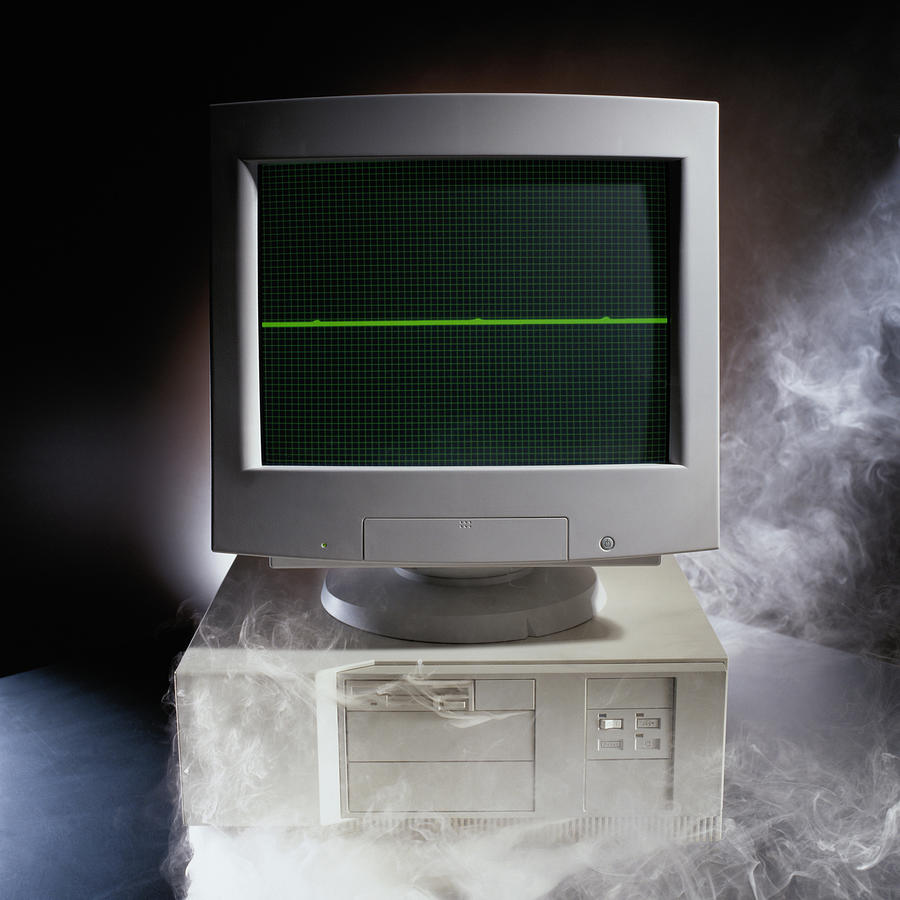 Smoking Computer with No Heartbeat Photograph by Photodisc