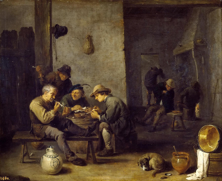 David Teniers The Younger Painting - Smoking in a Tavern by David Teniers the Younger