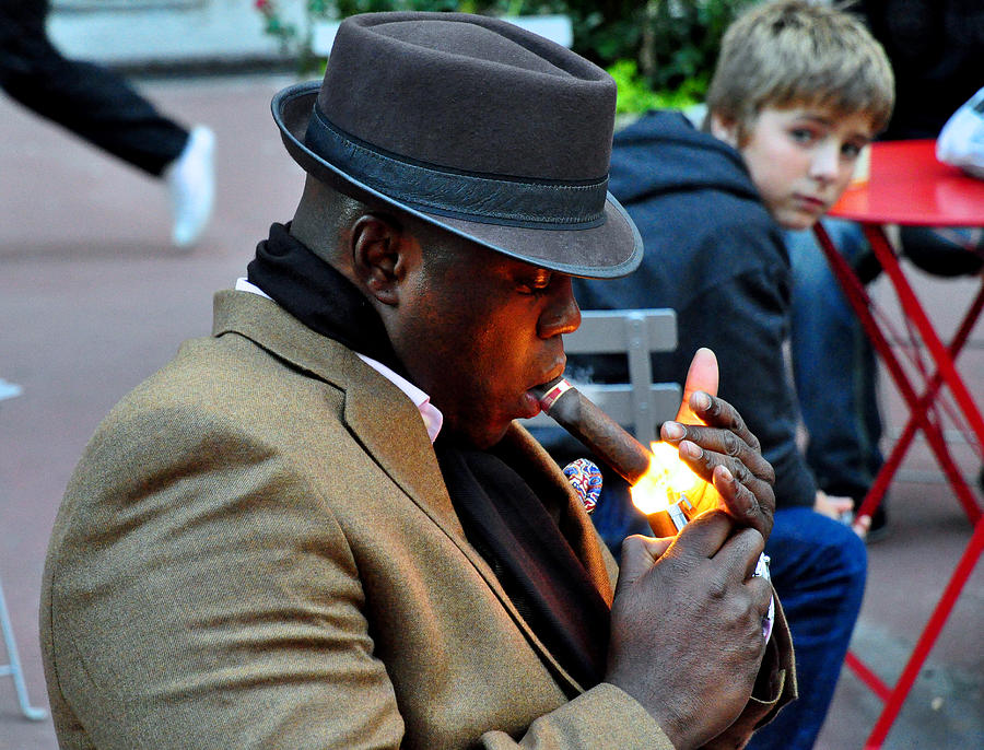 Hat Photograph - Smoking in Time Square  by Davids Digits