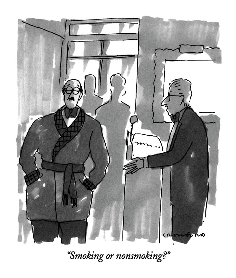 Smoking Or Nonsmoking? Drawing by Michael Crawford Smoking Or Nonsmoking? Drawing by Michael Crawford