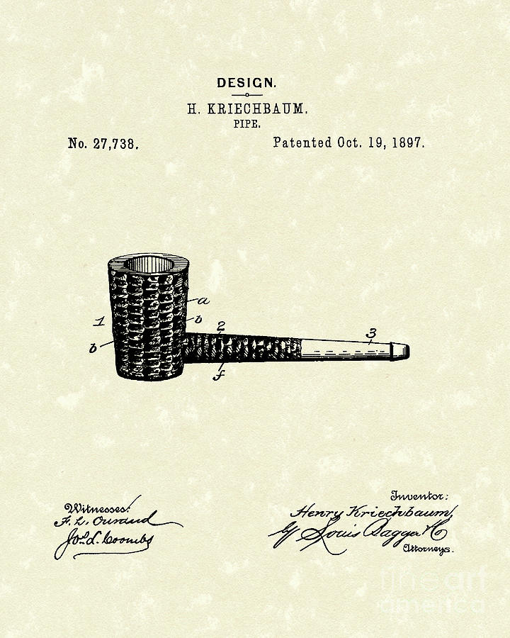 Smoking Pipe 1897 Patent Art  Drawing by Prior Art Design