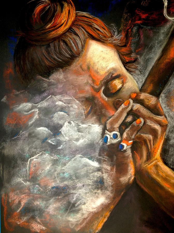 Pipe Pastel - Smoking Saddhu by Gala Ilchenco