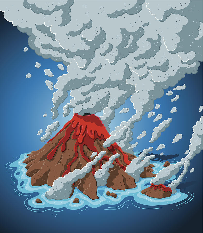 Smoking Volcano Island Drawing by FrankRamspott