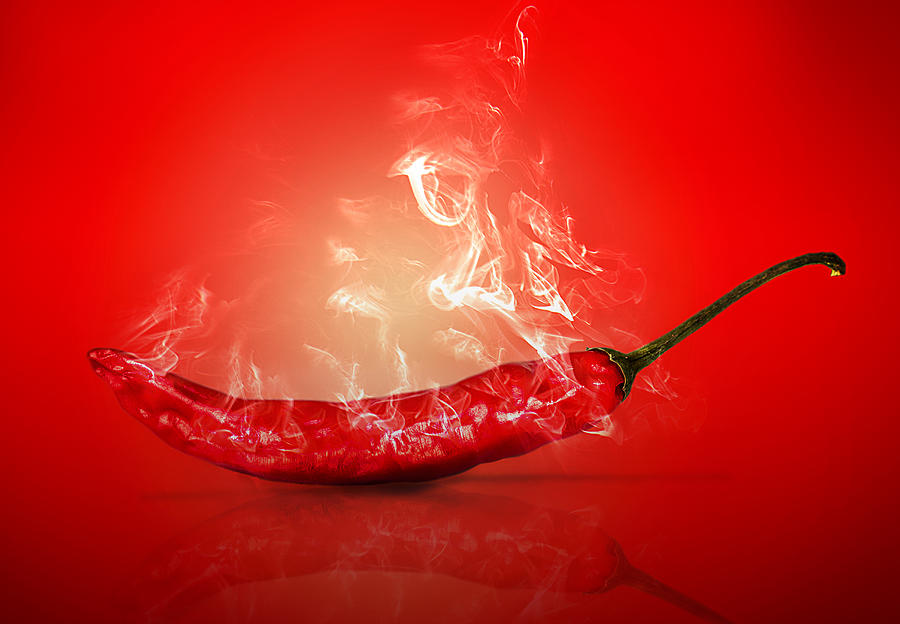 Smoking Red Hot Cilli Food Photograph