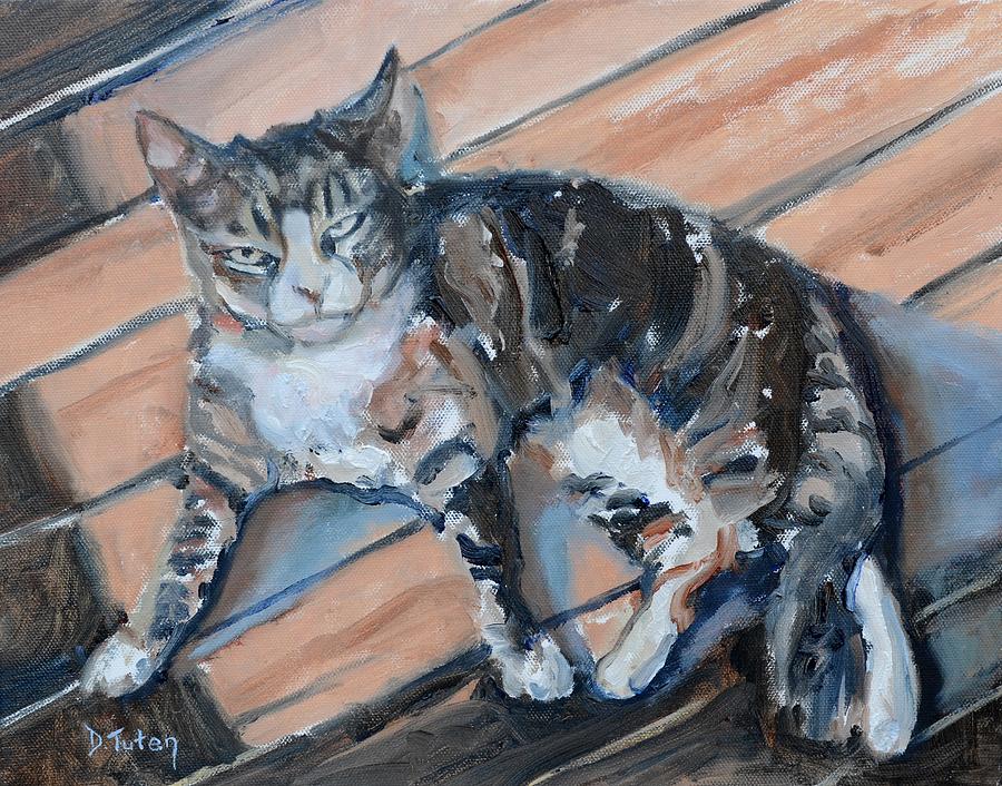 Cat Painting - Smoky by Donna Tuten