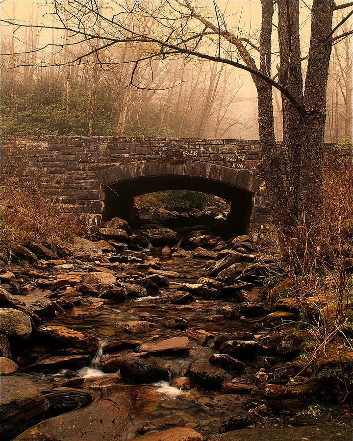 Smoky Mountain Autumn Bridge Photograph by TnBackroadsPhotos 