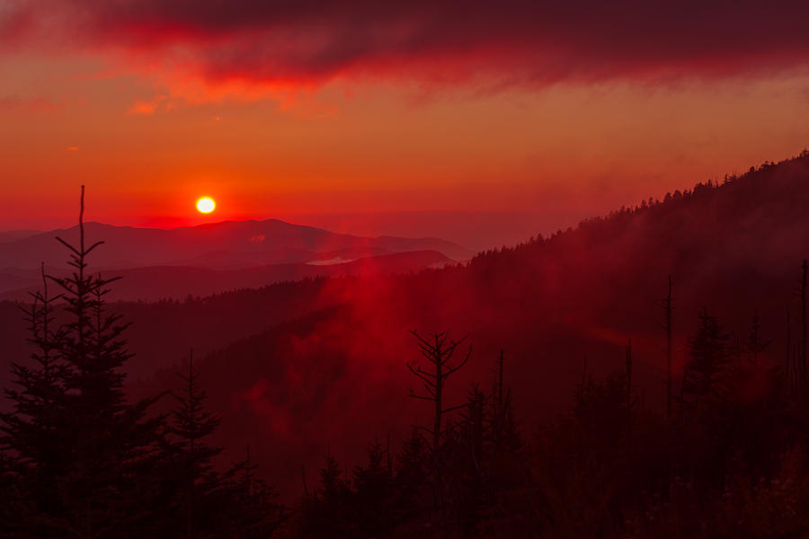 Smoky Mountain Red Sunset  Photograph by Vance Bell