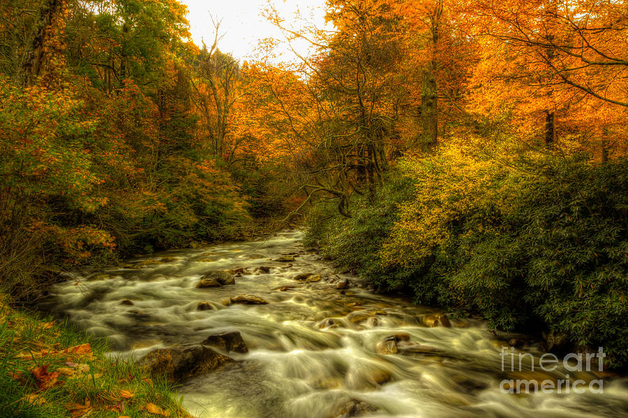 Smoky Mtn River in Autumn  Photograph by George Kenhan