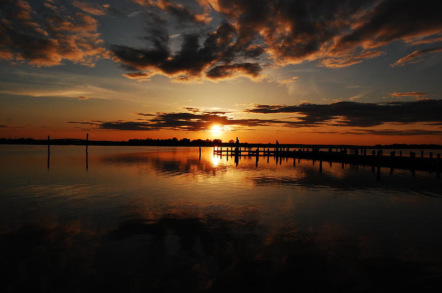 Sunset Photograph - Smoky Sunset on Barnegat Bay by Joe Varneke