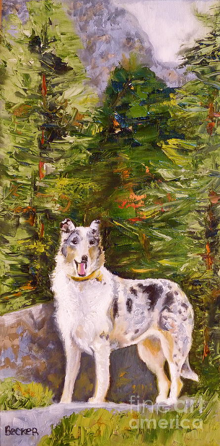 Smooth Collie Hiker Painting by Susan A Becker
