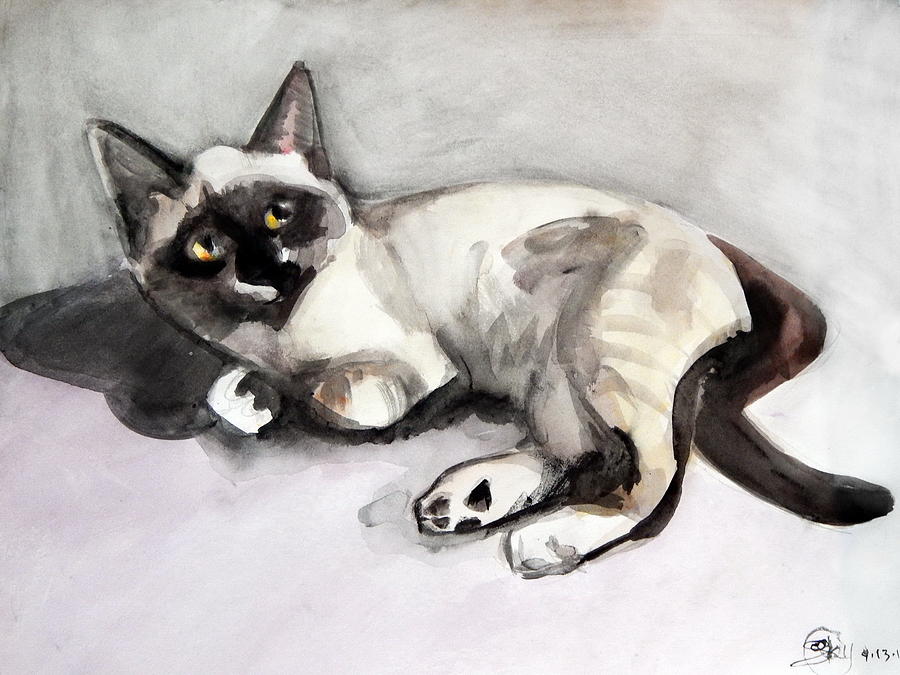 Smudge at 8 weeks  Painting by Priscilla Batzell Expressionist Art Studio Gallery