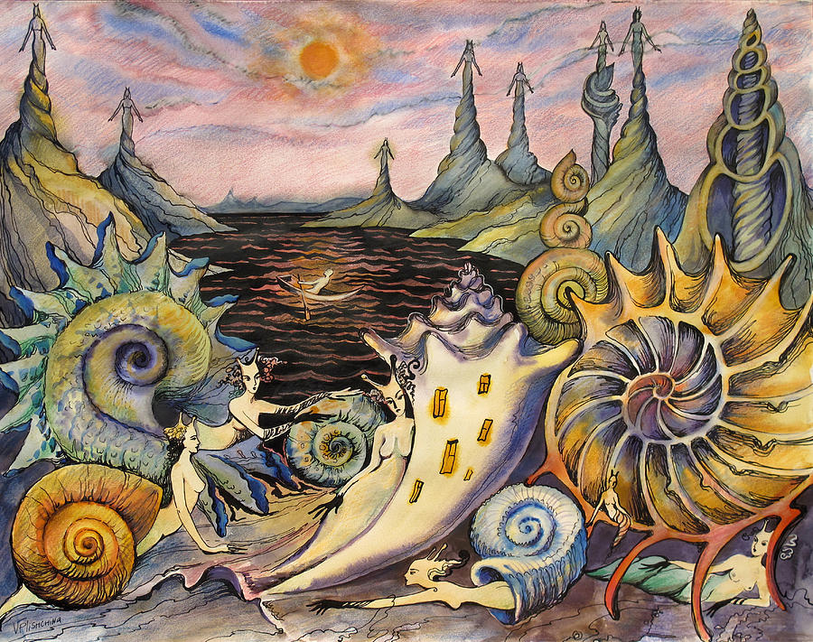 Snail City  Painting by Valentina Plishchina