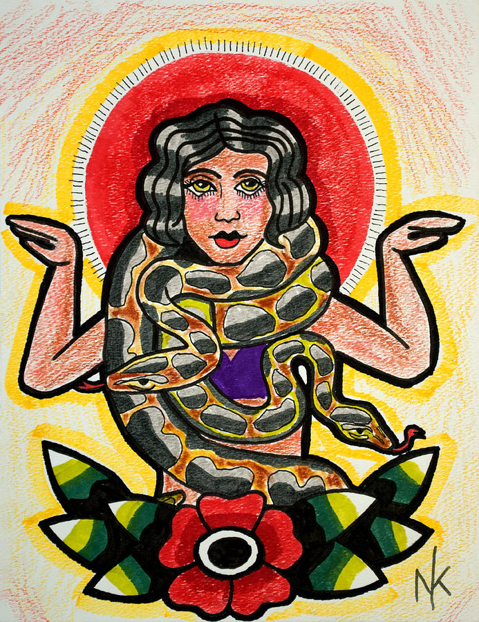 Snake Charmer Drawing by Nicole Kaspereen - Fine Art America