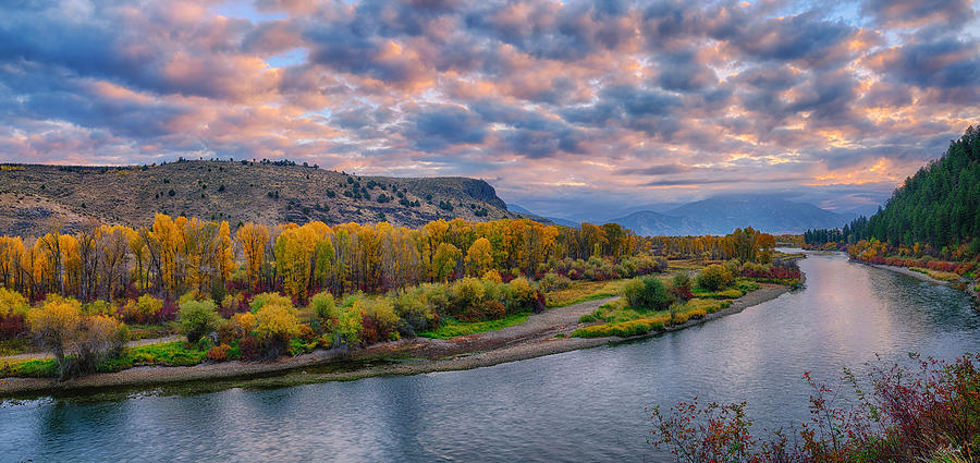 Snake River Autumn Sunrise Panorama Photograph by Greg Norrell