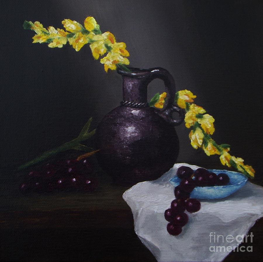 Snap Dragons and Grapes Painting by Michelle Welles