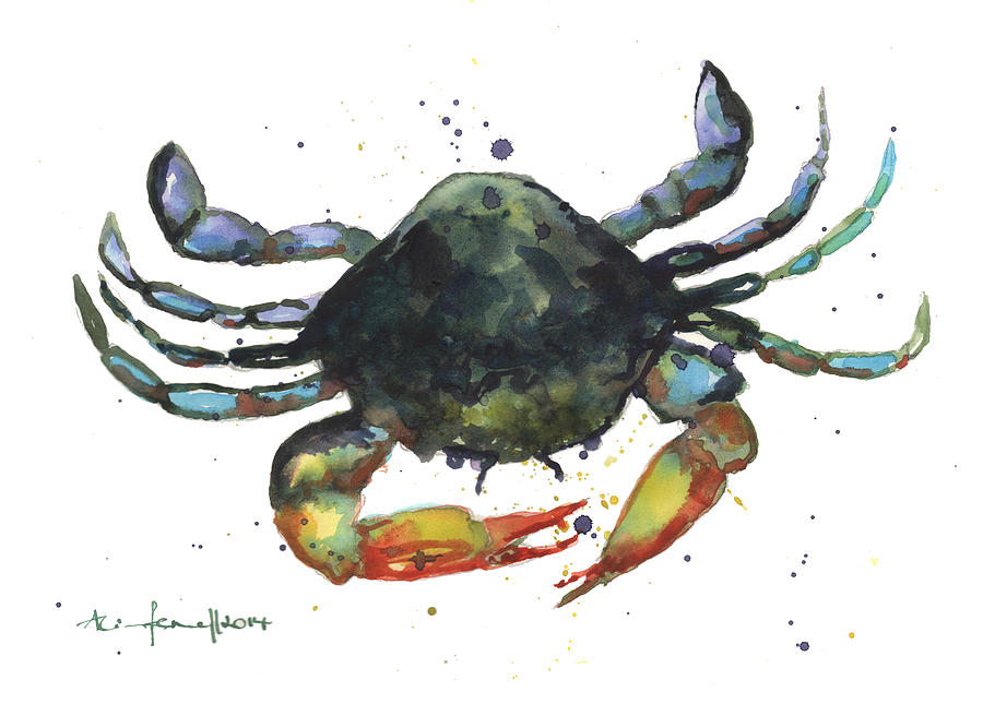 Watercolor Painting - Snappy Crab by Alison Fennell