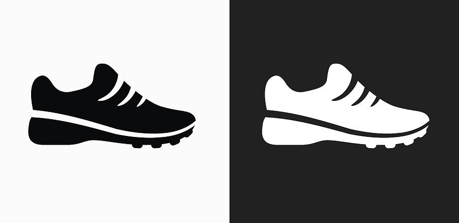 Sneakers Icon on Black and White Vector Backgrounds Drawing by Bubaone