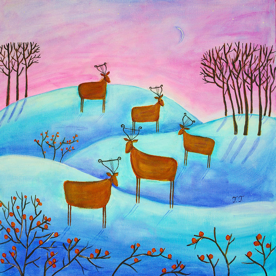 Sniffing the Snow Painting by Teodora Totorean