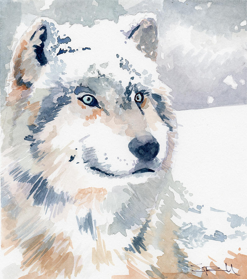 Snow Wolf Painting by Sean Parnell