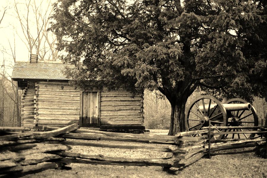 Log Cabin Photograph - Snodgrass Cabin and Cannon by Daniel Thompson