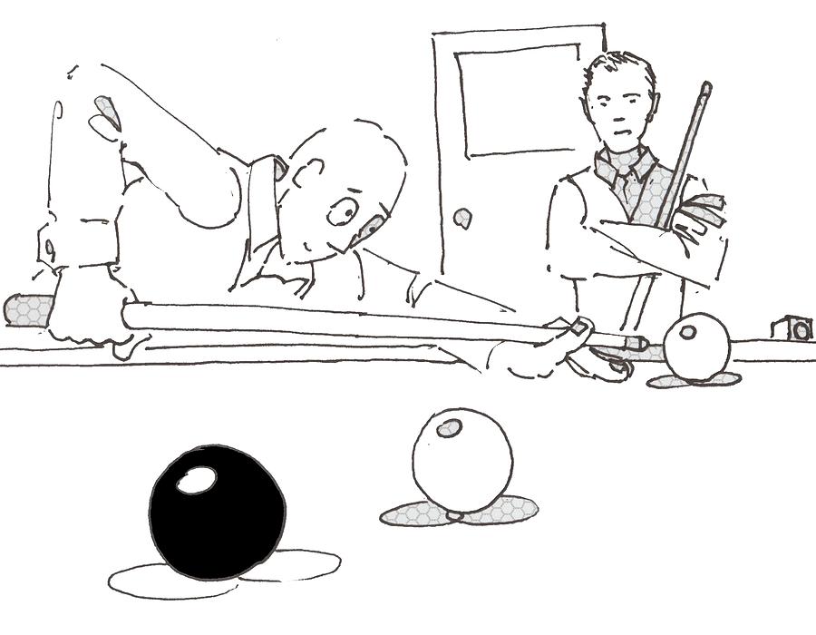 Snooker Cartoon Drawing by Mike Jory