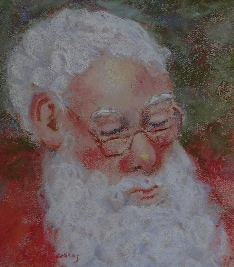 Snoozing Santa 2013 Painting by Carol Berning