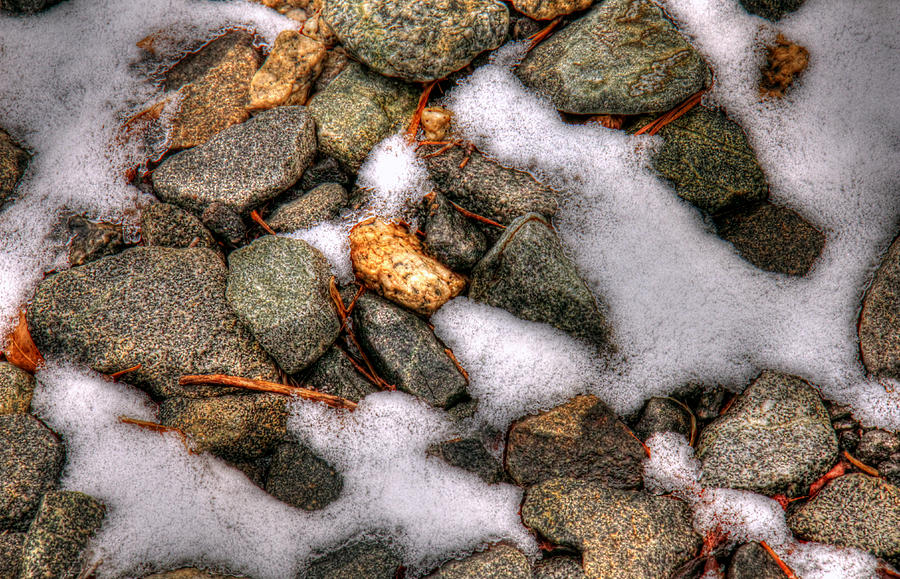 Snow among the rocks Photograph by Andy Lawless
