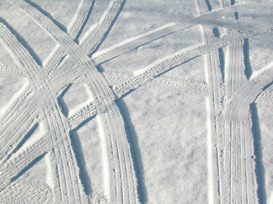 Abstract Photograph - Snow and car tracks by Rob Huntley