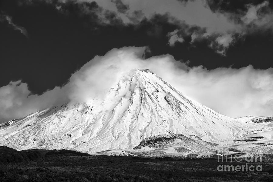 Mountain Photograph - Snow and Clouds on Mt. Ngauruhoe 2 by Bob Phillips