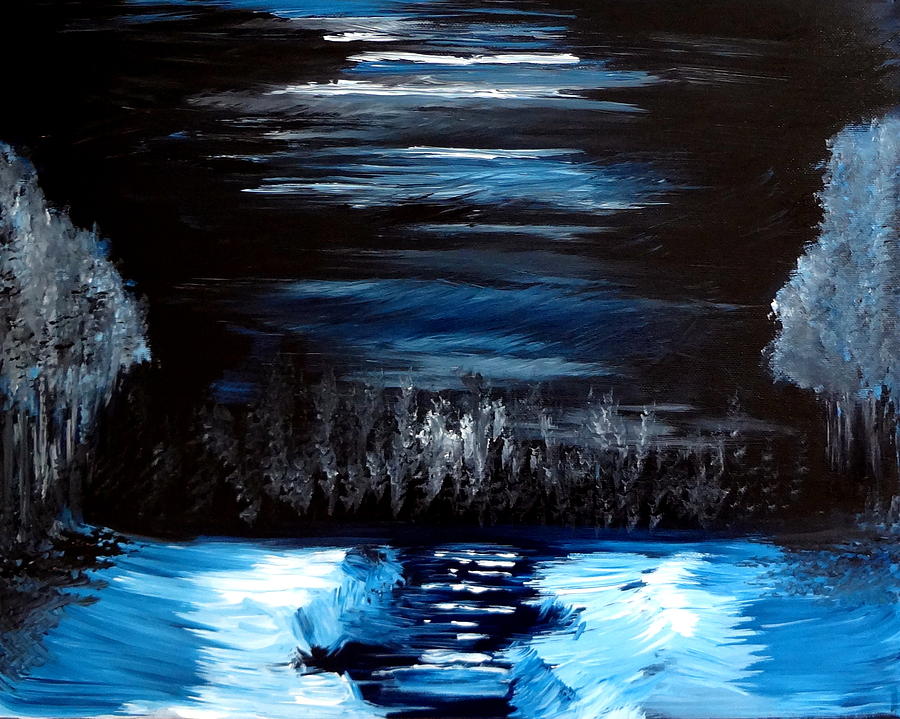 Snow and Moonlight Serenity Painting by Katy Hawk
