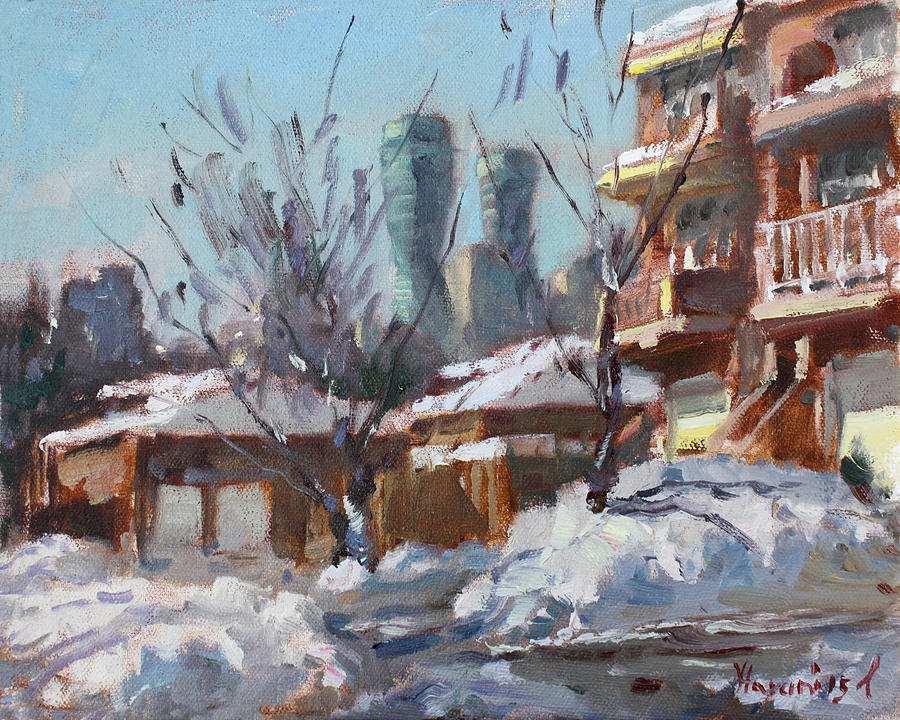 Winter Painting - Snow and Sun by Ylli Haruni