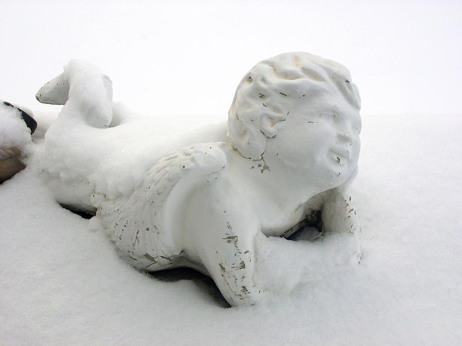 Winter Photograph - Snow Angel Figurine by Cynthia Woods