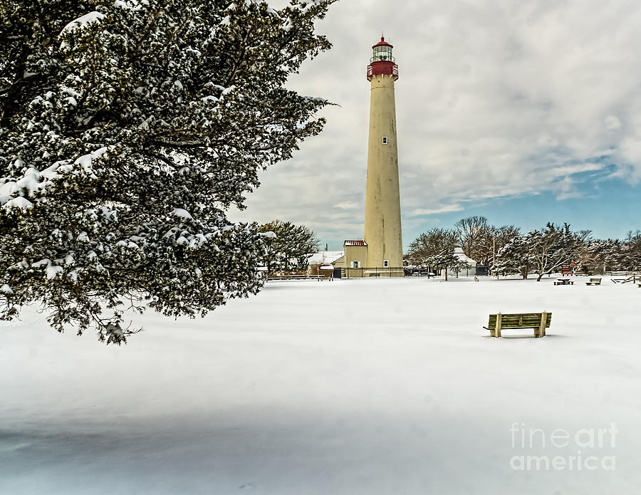 Snow at the Cape May Light Photograph by Nick Zelinsky Jr