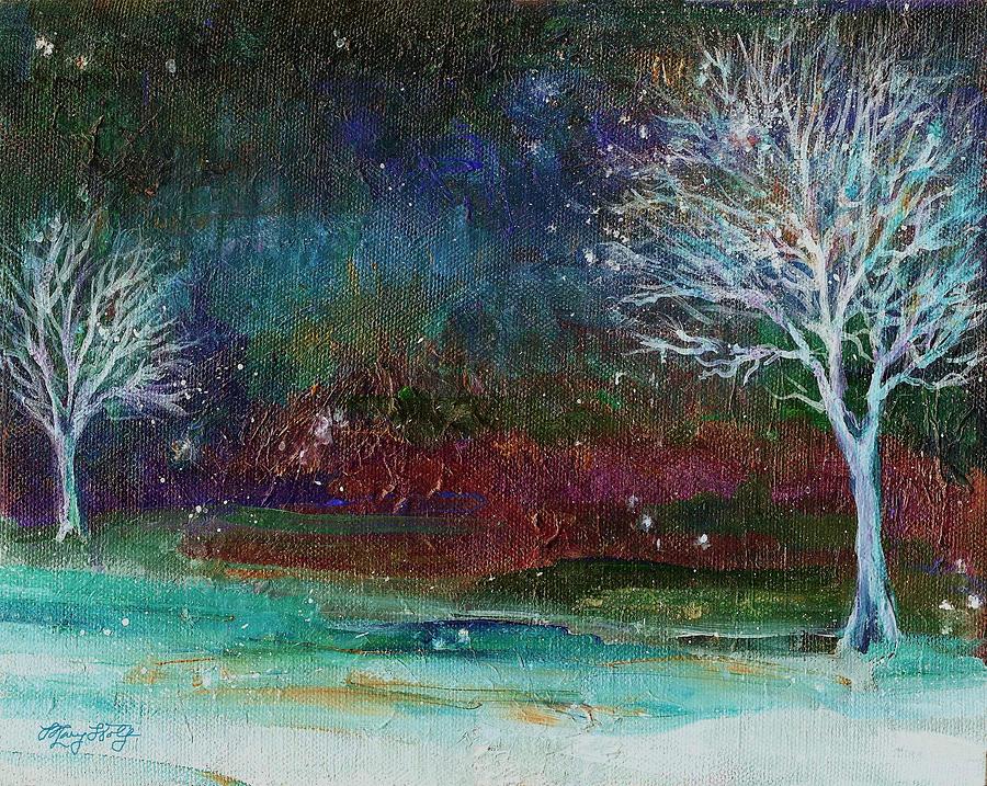 Snow at Twilight Painting by Mary Wolf